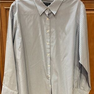 Lands' End Women's White, Blue and Black Striped blouse size 26W EUC